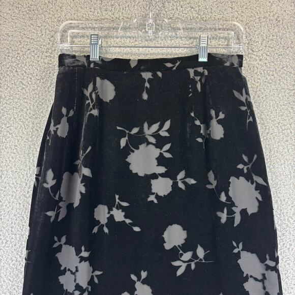 VTG Talbots Maxi Skirt 8 Silk Velvet Burnout Floral Whimsygoth Feminine Cocktail - Picture 2 of 10